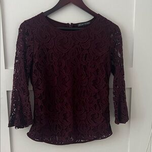 Adrianna Papell Deep Red Lace Top